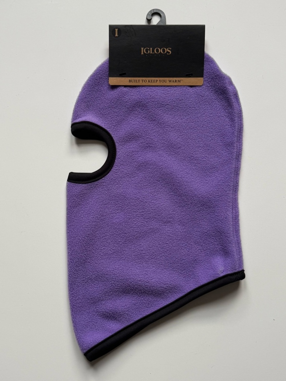 Igloos Girls Lavender Microfleece Balaclava with Black Trim - Size OS (2T-4T)